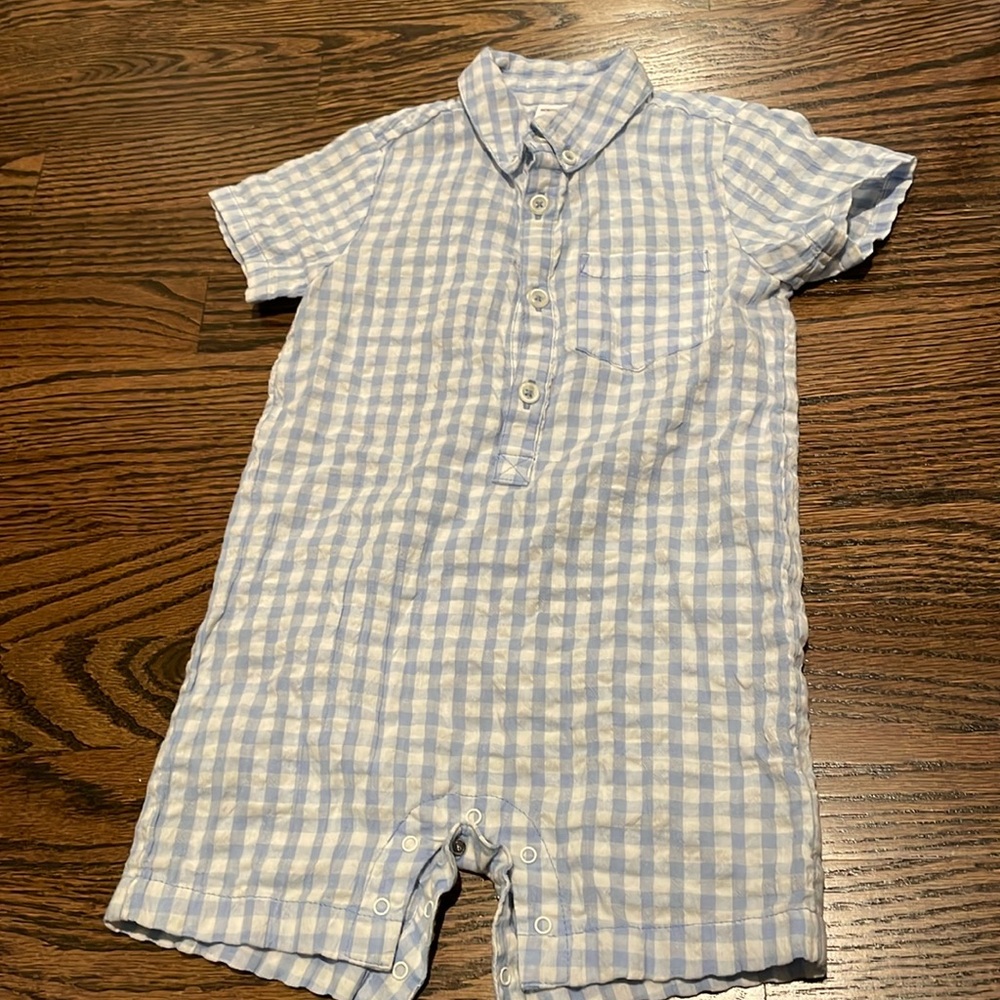Nordstrom Baby Short Sleeve Shorts Romper Gingham Size 18 months